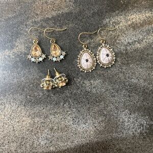 Set of 3 rhinestone earrings